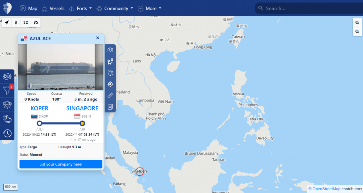 載滿 Model Y 的 Azul Ace 今天到新加坡了::DDCAR 電動車