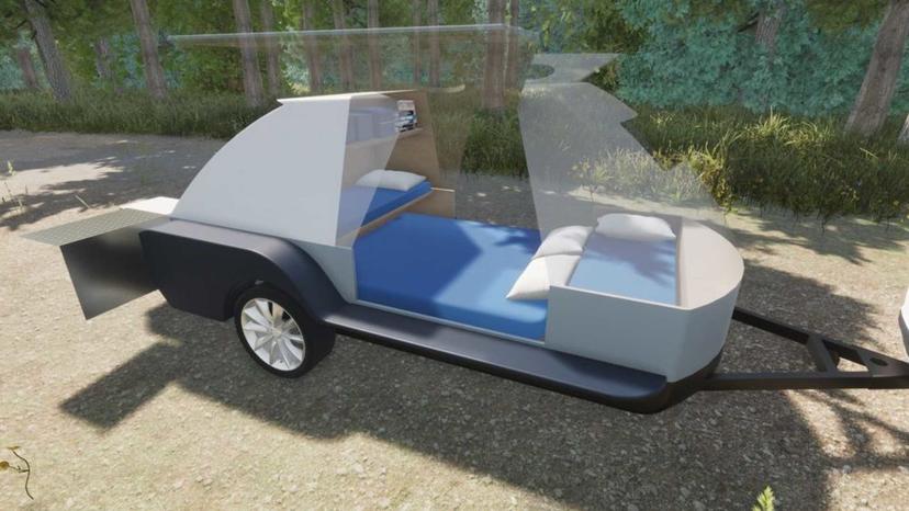 專為電動車打造的露營拖車:有床有桌上路拖著走,還有個 75kWh 超大電池替車子充電::DDCAR 電動車