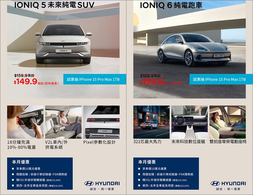 現代-IONIQ-5、IONIQ-6-優惠降價十萬元：現車不用等，再送行車紀錄器和隔熱紙！-2